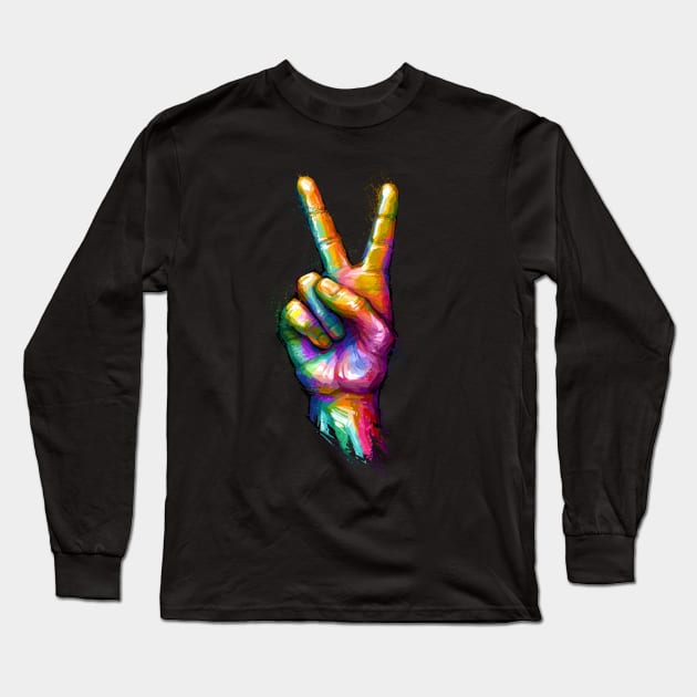 V-Sign: Hand Gesture for Peace or Victory Long Sleeve T-Shirt by stonemask